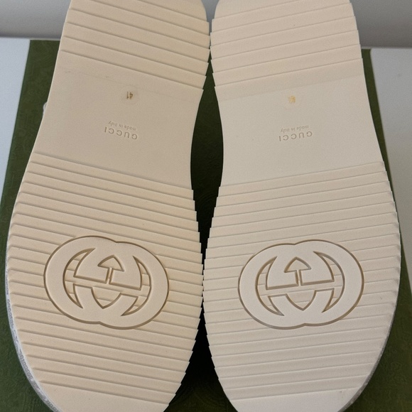 size 41G - GUCCI White Beige GG SUPREME SLINGBACK PLATFORM Sandals - Picture 4 of 7
